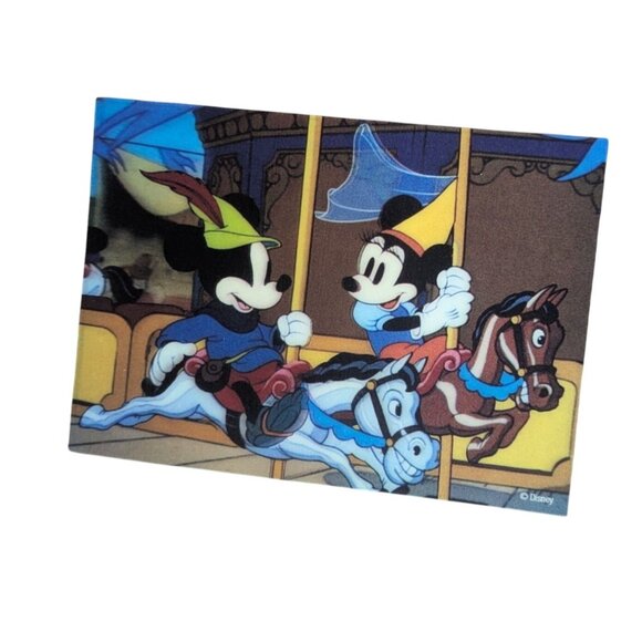 Mickey & Minnie Carousel Disney Lithograph Collectible Artwork Made In USA - Picture 1 of 5
